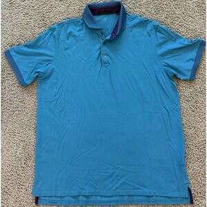 Greyson Polo Shirt Mens Teal Blue Golf Stretch Size Large